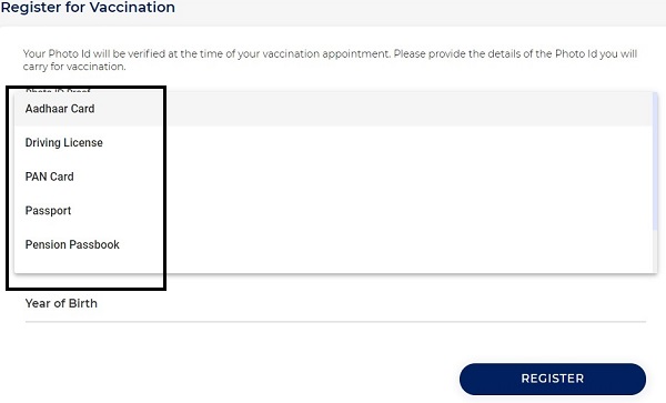 Select your Id Proof